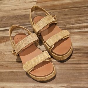 Natural Woven Platform Sandals